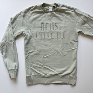 DEUS EX MACHINA Motorcycles Embroidered Pullover Sweatshirt Mens XS‎ Green Ride